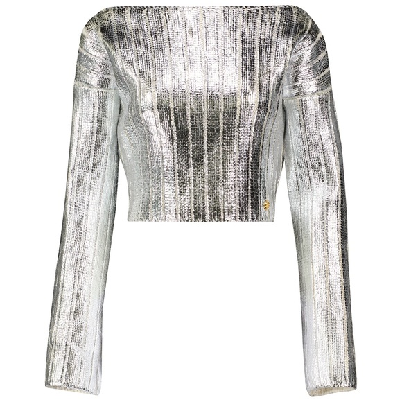 💥BRAND NEW💥 Balmain Silver Coated Knit Sweater - Picture 5 of 11